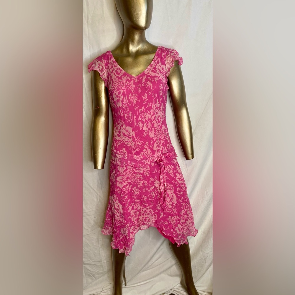 Jonathan Martin Pink Ruched Wrap Midi Dress